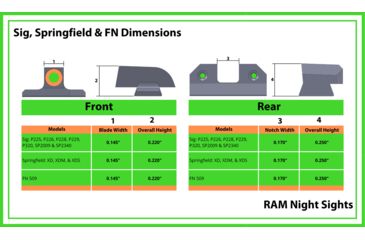 Image of XS Sight Systems R3D Night Sights, Tritium, Green, Sig Sauer, Black, SI-R015P-6G