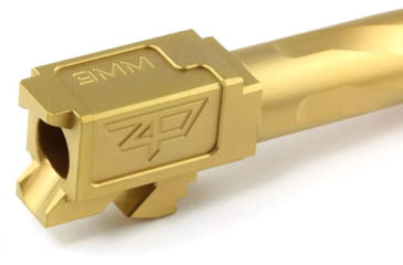 Image of Zaffiri Precision Flush and Crown Pistol Barrel, Glock 17 Gen 5, 9mm, 1/10 Twist, 1/2x28, 416R Stainless Steel, Titanium Nitride, ZP.17G5BG