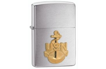 Image of Zippo Navy Anchor Classic Style Lighter, Brushed Chrome 280ANC
