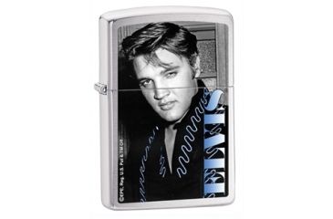 Image of Zippo Elvis Blue Classic Style Lighter, Brushed Chrome 28073