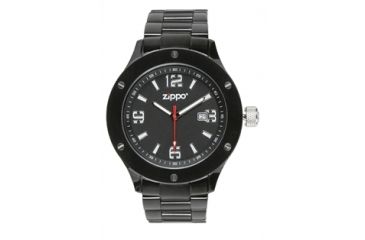 Image of Zippo Work Classic Solid Stainless Steel Watch, Black Dial &amp; Black Solid Stainless Steel Band 45007