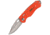 AccuSharp Wheel Lock Folding Knife, 4.25in Closed, 2.5in Satin SS Clip Point Blade, Orange Aluminum Handle, Glass Breaker, Pocket Clip, 709C