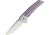 Alliance Designs Scout Framelock Folding Knife, 3.25in Closed, 2.25in Satin Rwl-34 Steel Blade, Satin And Purple Finish Titanium Handle, Pocket Clip, Black Synthetic Case, S1P