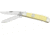 Bear &amp; Son Mini Trapper Fold Knife, HI Polish SS clip and spey Blades, Smooth yellow Delrin handl BCC307