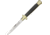 Benchmark Large Stiletto Folding Knife, 4.75in Mirror False Edge SS Stiletto Style Blade, Black Wood Handle, Brass Bolster, Black, BMK035