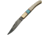Damascus Bone Turquoise Folder, 4in Damascus Steel Clip Point Blade, Brass BolsterS, White Smooth Bone And Turquoise, DM-1156BO