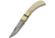 Damascus Lockback Smooth Bone Folding Knife, 3in Damascus Steel Clip Point Blade, White Smooth Bone, DM-1199