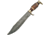 Damascus Stag Bowie Damascus Knife, 16.25in Overall, 10.5in Damascus Steel Clip Point Blade, Stag Bone Handle, Brass Guard, DM-1164