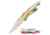 Mtech Drop Point Spring Assisted Knife w/Bottle Opener, 3.5 in, 3Cr13 Stainless Steel Stainless Steel, Serrated, Rainbow, MT-A705RB