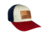 Outdoor Cap Stone/Navy/Cardinal Trucker w/ USA Flag Leather Patch, USA771