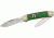 Rough Rider Canoe Fold Knife, SS spear and pen blade, Smooth green bone handle RR1062