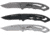 Smith &amp; Wesson CK400 3 Piece Folding Knife Combo, 2.2 in, Stainless Steel, Drop Point/Tanto/Recurve Blade, Skeletonized, Black/Silver Handle, 1189843