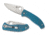 Spyderco Tenacious Folding Knife, 3.35in, 8Cr13MoV, Leaf Blade, Titanium, Blue Handle, SPY-C122TIBLP