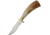 Steel Stag Mini Hunter Stag Knife, 5 1/2in Overall, 2 1/4in SS Clip Point Blade, Stag Bone Handles With Brass Guard, Brown Leather Sheath, SS7024