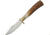 Steel Stag Mini Hunter Stag Knife, 5 1/2in Overall, 2 1/4in SS Drop Point, Stag Bone Handles With Brass Guard, Brown Leather Sheath, SS7023