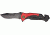Tac Force Large Rescue Linerlock Fold Knife, black coated HC SS, Red and black anodized Handle TF727FD