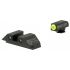 Night Fision Perfect Dot Night Sight Set w/Front, Square Rear, Yellow Front w/Green Tritium, Black Rear w/Green T, Fits Glock 42/43, GLK-003-003-YGZG