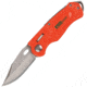 AccuSharp Wheel Lock Folding Knife, 4.25in Closed, 2.5in Satin SS Clip Point Blade, Orange Aluminum Handle, Glass Breaker, Pocket Clip, 709C