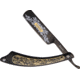 Albainox Rainblack Straight Razor Folding Knife, 4.25 black finish stainless blade, Black stainless handle, 18500