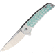 Alliance Designs Scout Framelock Folding Knife, 3.25in Closed, 2.25in Satin Rwl-34 Steel Blade, Satin And Green Finish Titanium Handle, Pocket Clip, Black Synthetic Zippered Storage Case, S1GR