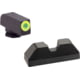 AmeriGlo Green Tritium Lamp, LimeLumi Outline FRONT, Black Serrated U notch REAR, Gen 5, 17,19,19x,26,34,45, GL-5354