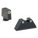 AmeriGlo Pistol Tritium Night Sights, Glock 17, 19, 22, 23, 24,26,27,33,34,35,37,38,39, Classic Green Front, Yellow Rear