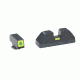 Ameriglo T-CAP Tritium Sight Set Glock 17/19/22 Green Front With Lumi-Lime Square Outline Green Rear Horizontal Line