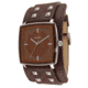 Axcent Spike Square Watch, Dark Brown Strap, Copper Face, Silver Hands X36001-736