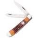 Bear and Son Knives Large Trapper Folding Knife, 3.25in, 1095 Carbon Steel, Red Stag Bone Handle, CRSB54