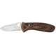 Benchmade Bone Collector Folding Caping Knife, Combo Edge, Walnut Handle, Brown Sheath 15020S-2