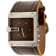 Black Dice Grind Men's Watch - Brown Display, Brown Leather Strap, SS Case BLABD-047-02
