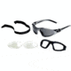 Body Specs BS-Twin Goggles/Sunglasses w/ Anti-Fog Interchangeable Grey/Clear Lenses, Chrome Silver Matte Frame