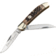 Boker Copperhead Jig Brown Bone Folding Knife, 3.75in Closed, D2 Tool Steel Clip/Skinner Blades, Brown Jigged Bone Handle, 110861