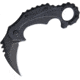Brous Blades Enforcer Linerlockout Folding Knife, 2.75in Blackout Finish SS Karambit Blade, Black Sculpted Polymer Handle, Finger Ring, Pocket Clip, BRBM001B
