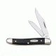 Case 22087 SS Brown Synthetic Medium Jack  Clip and Pen Blades Folding Knife, Jet-Black Synthetic Handle, 3 3/8 00220
