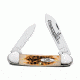 Case 62131 CV Amber Canoe  Canoe Image-Etched Spear Blade and Pen BladeFolding Knife, Amber Bone Handle, 3 5/8 00263