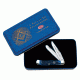 Case 6254 SS Blue Bone Masonic Trapper  Embellished Clip Blade and Spey BladeMasonic Gift Set, Blue Bone Handle, 4 1/8 01058