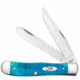 Case Caribbean Blue Bone - Sawcut Jig Trapper Folding Knive, Surgical Steel Clip and Spey Blades, Caribbean Blue Bone Handle, 4.125in Closed, 25592