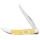 Case Small Texas Toothpick Folding Knife, 3 in, Tru-Sharp Surgical Steel, Yellow Synthetic Handle, 81095