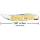 Case Small Texas Toothpick Folding Knife, 3 in, Tru-Sharp Surgical Steel, Yellow Synthetic Handle, 81095