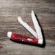 Case Trapper Folding Knife, 4.13 in, Chrome Vanadium Steel, Dark Red Bone Peach Seed Jig Handle, 31950