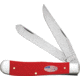 Case Trapper American Workman Folding Knife, 4.13in Closed, 3.2in/3.3in, Carbon Steel, Stonewash Clip/Spey Blades, Red Smooth Synthetic Handle, 73930