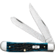 Case Trapper Med Blue Peach Seed Folding Knife, 4.13in Closed, 3.2in/3.3in, Mirror Clip/Spey Blades, Pocket Worn Mediterranean Blue Peach Seed Jigged Bone Handle, 51850