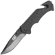 Caterpillar Linerlock Folding Knife, 3.5in Black 7Cr17Mov SS Drop Point, Black G10 Handle, Belt/Cord Cutter, Glass Breaker, Thumb Stud, Pocket Clip, 980012