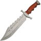 China Made Bowie Gator Back Wood Fixed Blade Knife, 15in Overall, 9.5in Satin SS Clip Point Blade, Brown Pakkawood Handle, SS Guard And Pommel, Sawback Blade, Black Nylon Belt Sheath, Brown, 211398