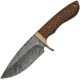 Damascus Celtic Knot Hunter Knife, 4.25 Damascus steel blade, Brown wood handle with celtic knot artwork, DM-1208