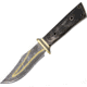 Damascus Hunter Fixed Blade Knife,4.375in,Clip Point Blade,Black Horn Handle DM1061