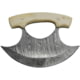 Damascus Ulu Knife, 5.5in Damascus Steel Ulu Blade, 4.5in Smooth Bone Handle, Brown Leather Sheath, Full Tang, DM-1111BO