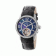 Empress Valois Automatic Mother-Of-Pearl Semi-Skeleton Dial Leather-Band Watch, Silver/Black, Standard EMPEM1302