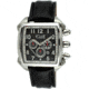 Equipe E502 Bumper Mens Watch - Leather Strap, Silver Case, Black Dial